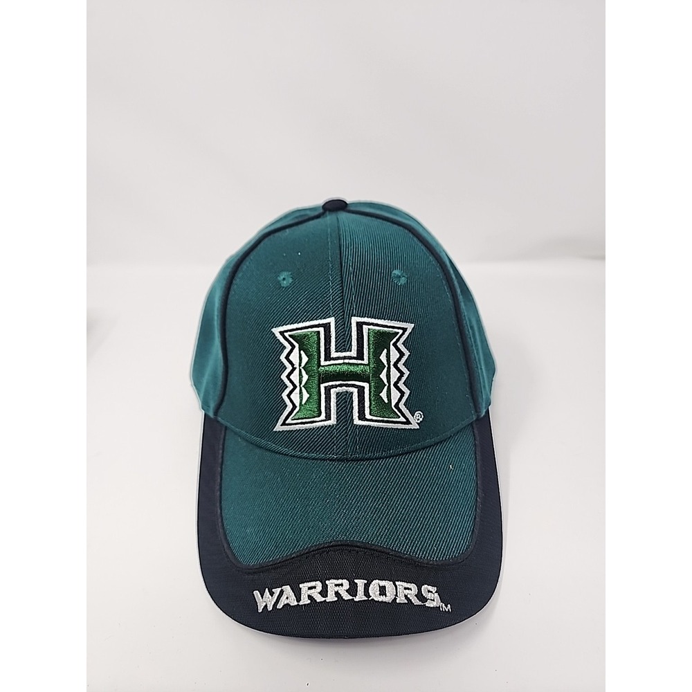 Hawaii Rainbow Warriors Hat Cap Strap Back Adj. One Size Green & Black Pre-owned